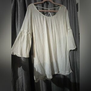 Aerie Ivory/White Crochet Boho Dress Top Tunic Small